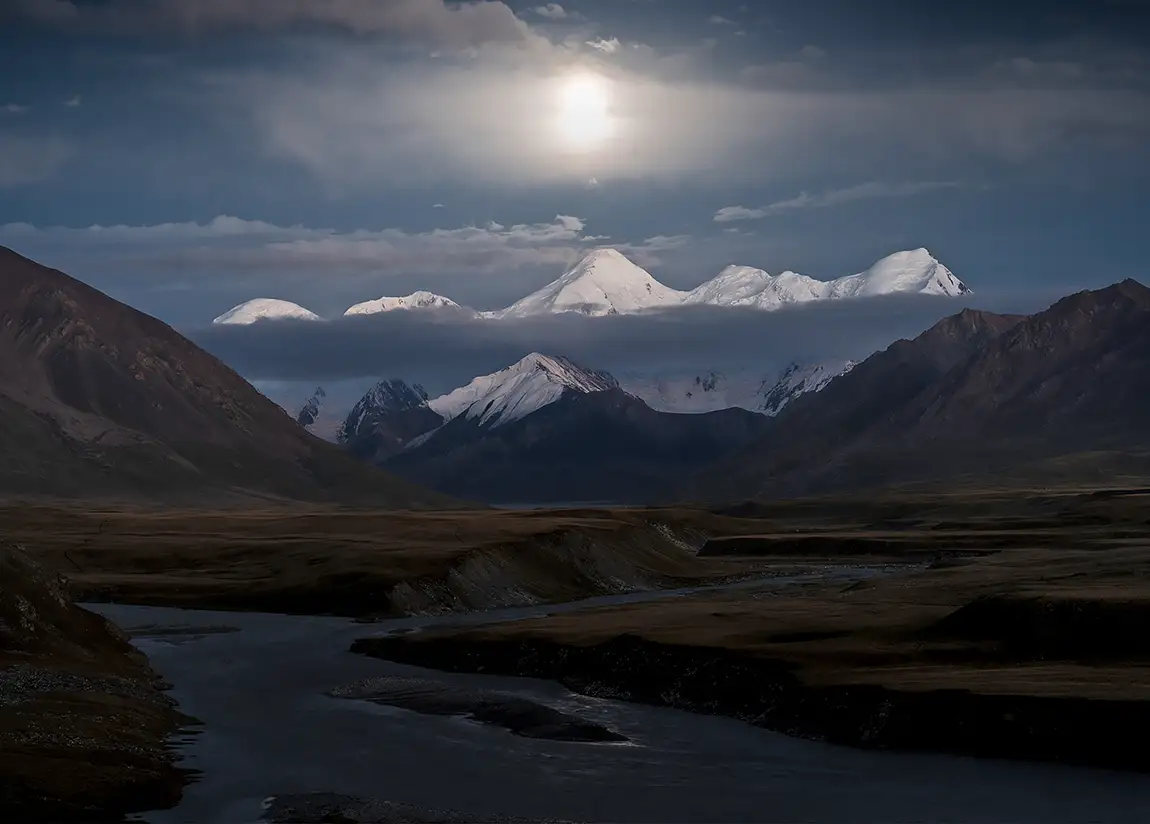 Tien Shan Moonrise, Sary Jaz, Kyrgyzstan