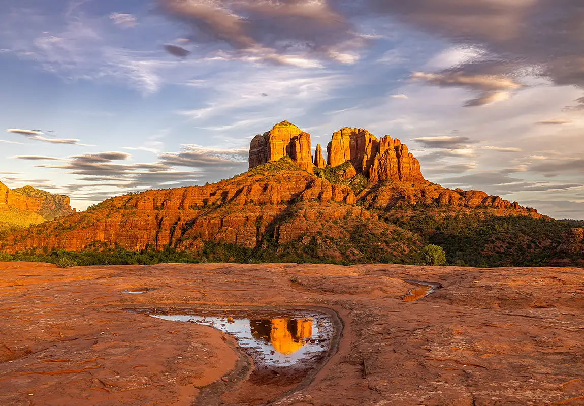 Cathedral Rock Reflection, Sedona, Coconino National Forest, Arizona, USA