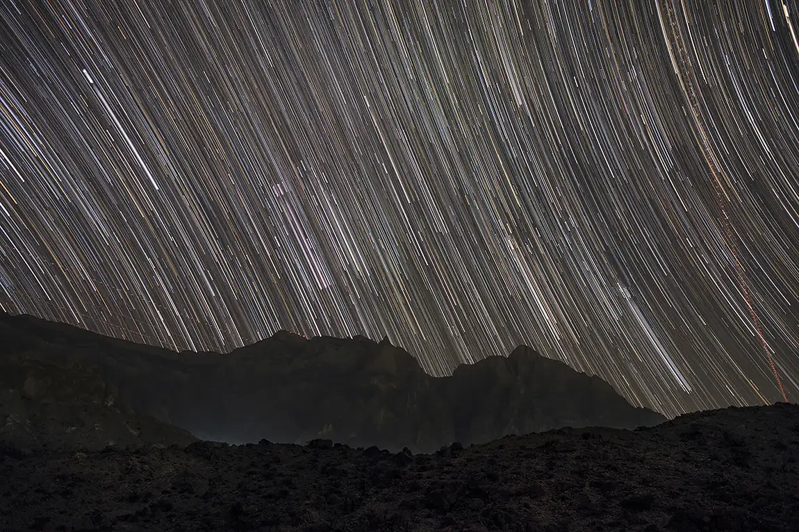 Star Trail Over Jebel Shams, Wadi Sahtan, Oman