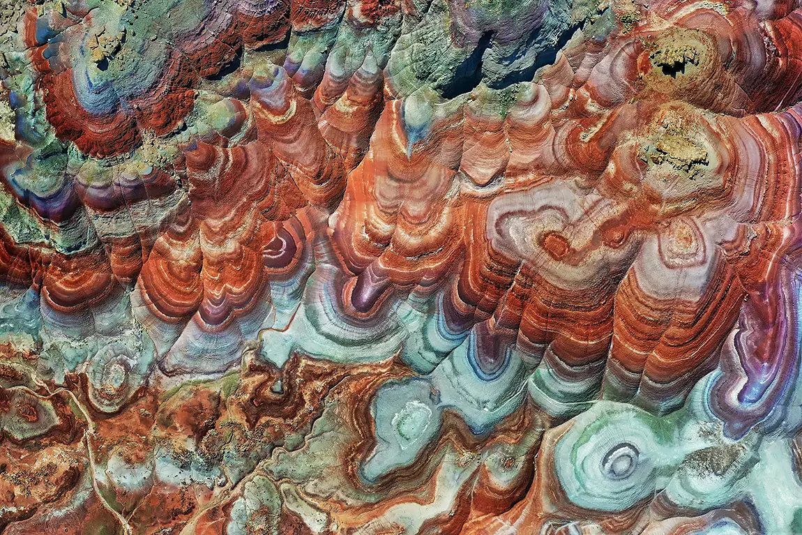 Aerial View Of Bentonite Hills, Hanksville, Utah, USA