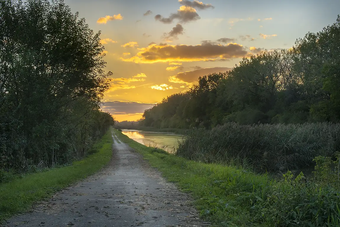 I&M Canal At Sunset, Joliet, Illinois, USA