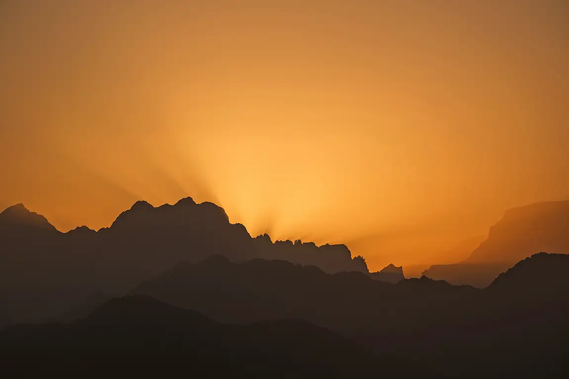 Sunrise Over The Mountains, Wadi Sahtan, Oman