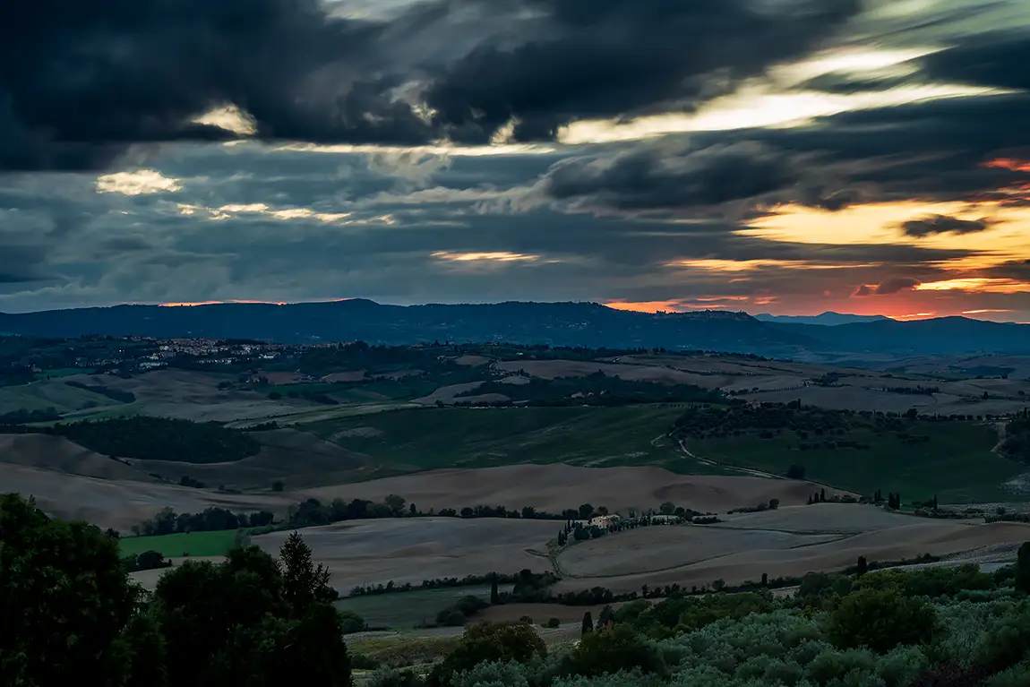 Sunset Seen From Pienza, Tuscany, Italy