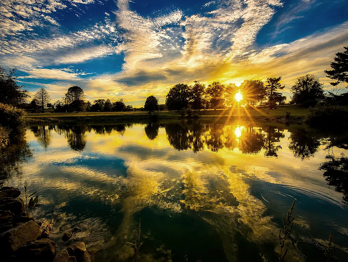 Twilight’s Quiet Mirror, LaFayette Memorial Gardens, Grindstone, Pennsylvania, USA