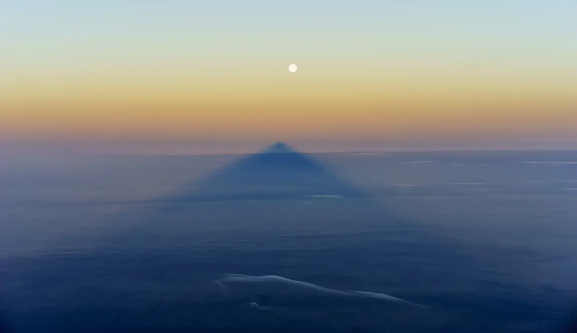 Moonrise Over Pico Volcano Shadow, Acores, Portugal