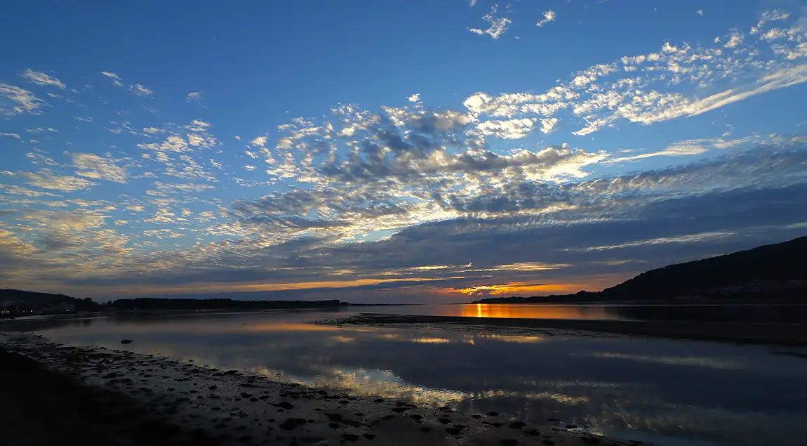 River Minho Sunset, Caminha, Between Portugal And Spain
