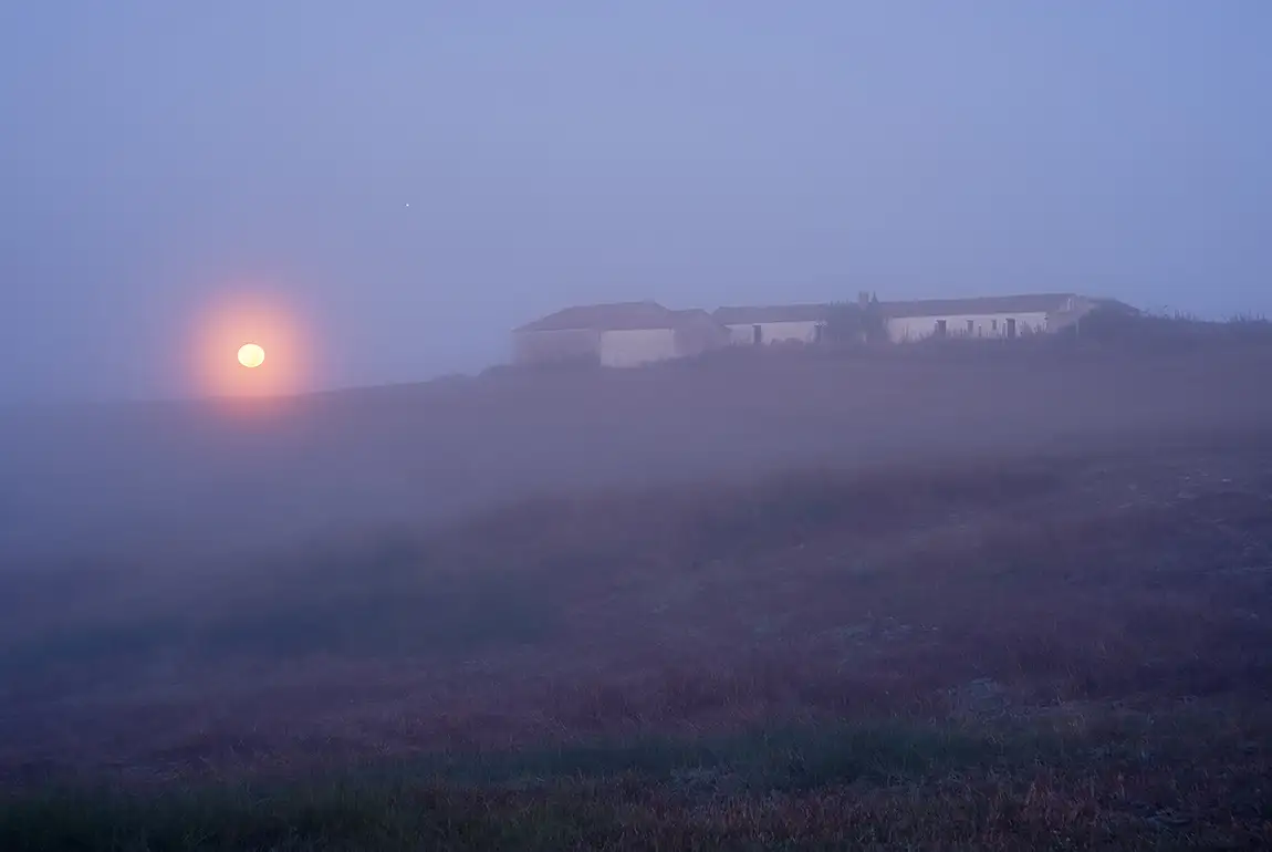Setting Moon And Fog, Odemira, Alentejo, Portugal