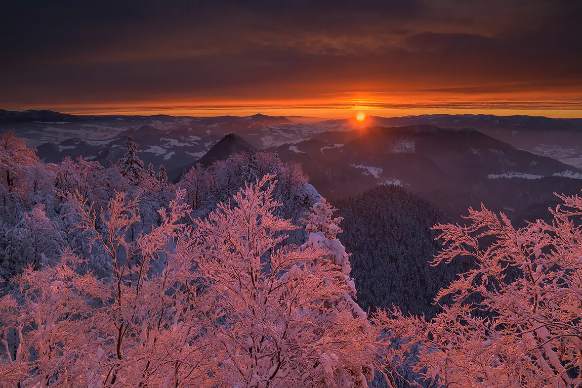 Sunrise Over Pieniny Mountains, Poland