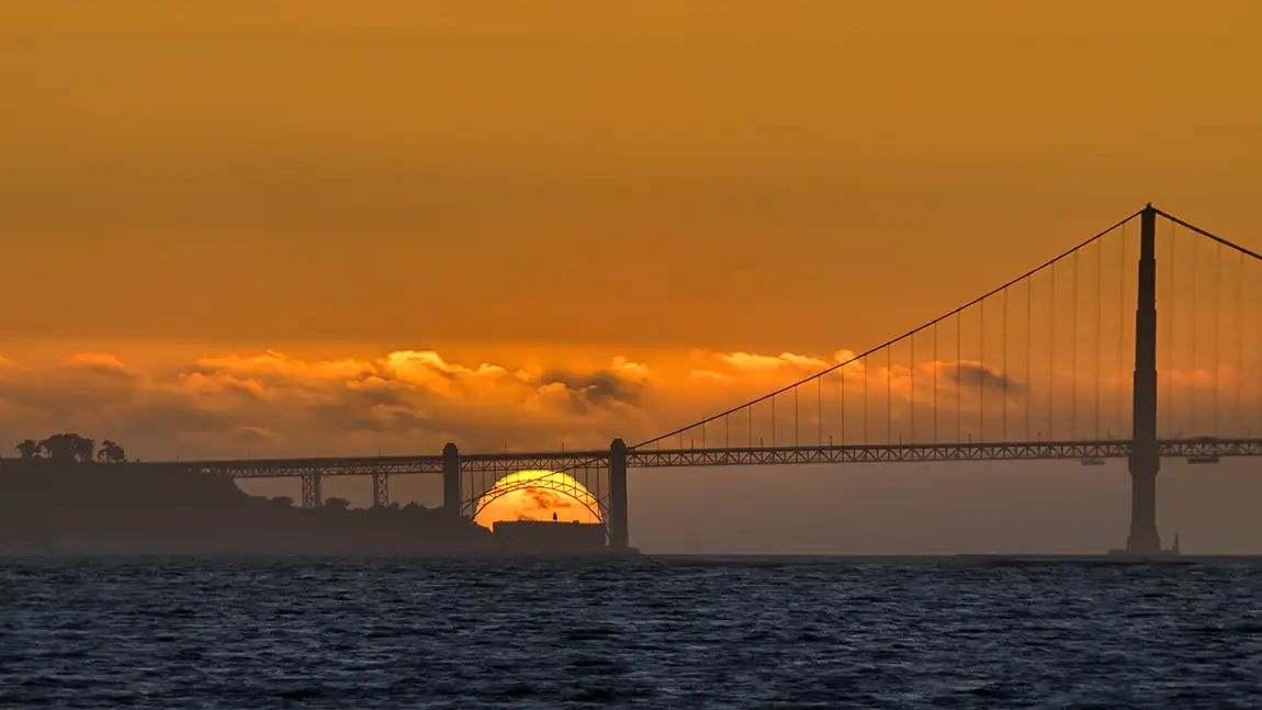 Sunset Alignment With Golden Gate Bridge, San Francisco, California, USA