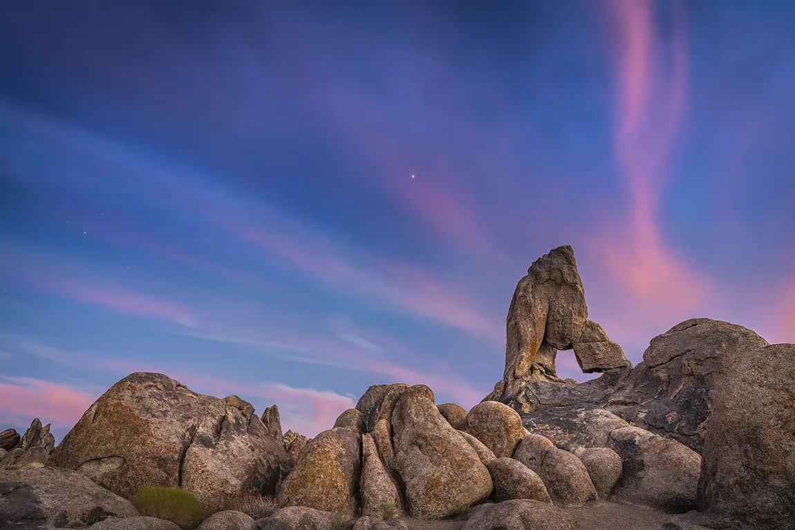Sunset At Boot Arch, Eastern Sierra, Alabama Hills, Lone Pine, California, USA