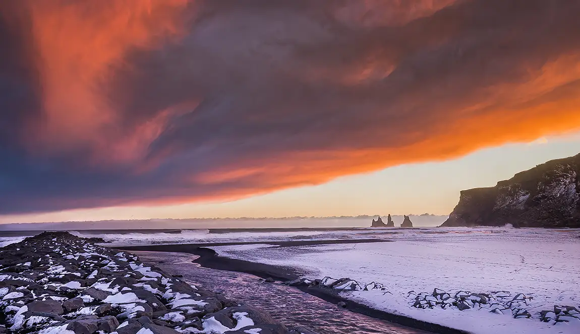 Sunset at Vik Beach, Iceland