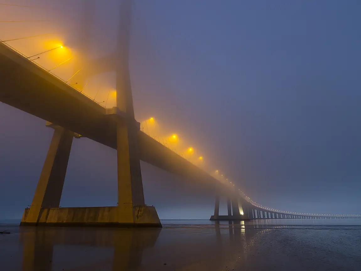 Vasco Da Gama Bridge At Dawn, Lisbon, Portugal