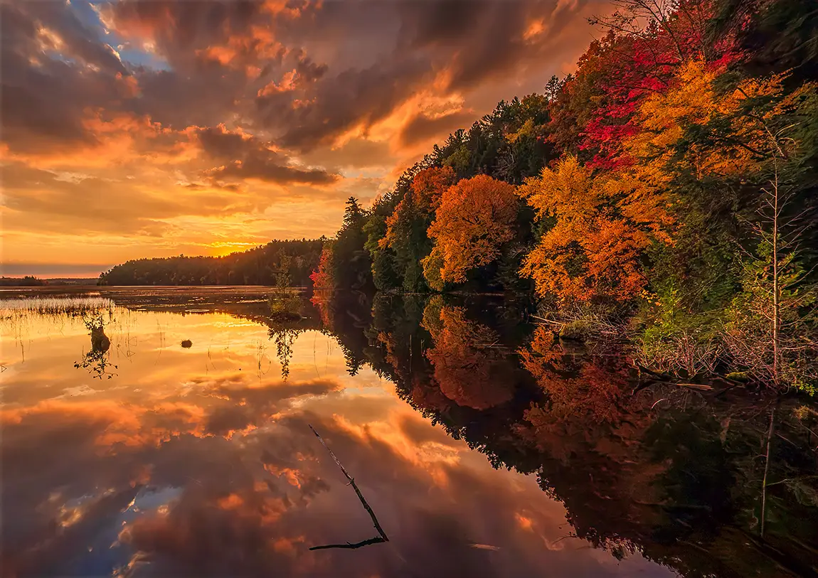 Au Sable River Golden Sunrise, Michigan, USA