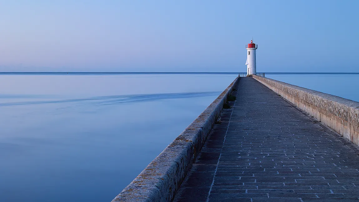 Blue Hour At Raoulic Lighthouse, Audierne, Finistere, france copy