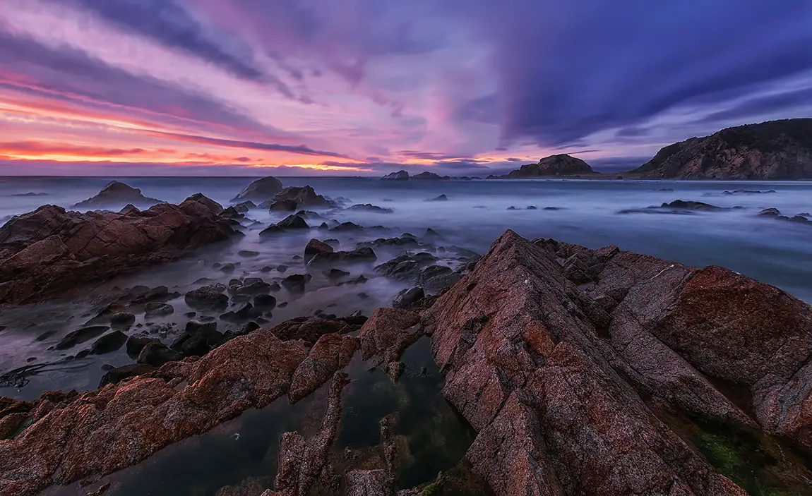 Colorful Sunset, El Canelo Beach, Algarrobo, Valparaiso Region, Chile