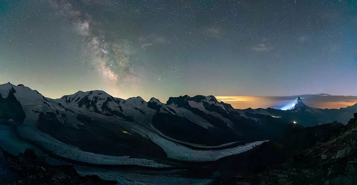 Night Sky Above Dufour And Matterhorn, Gornergrat, Zermatt, Switzerland copy