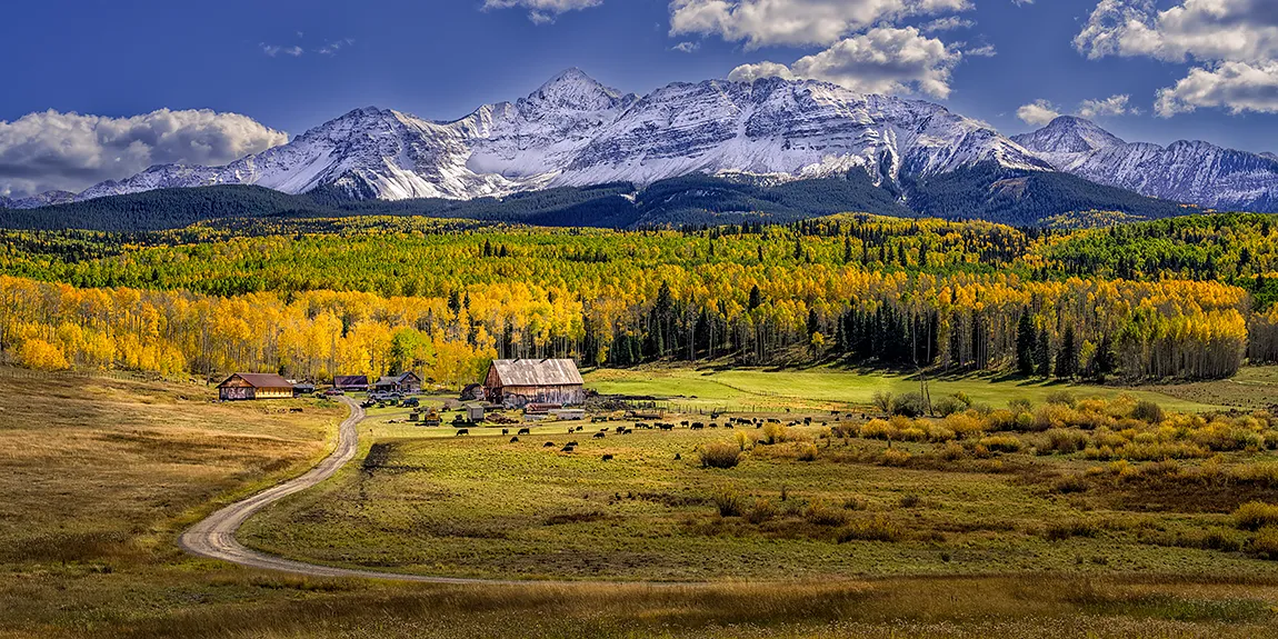 Ranch Below San Juan Mountains, Placerville, San Miguel County, Colorado, USA copy