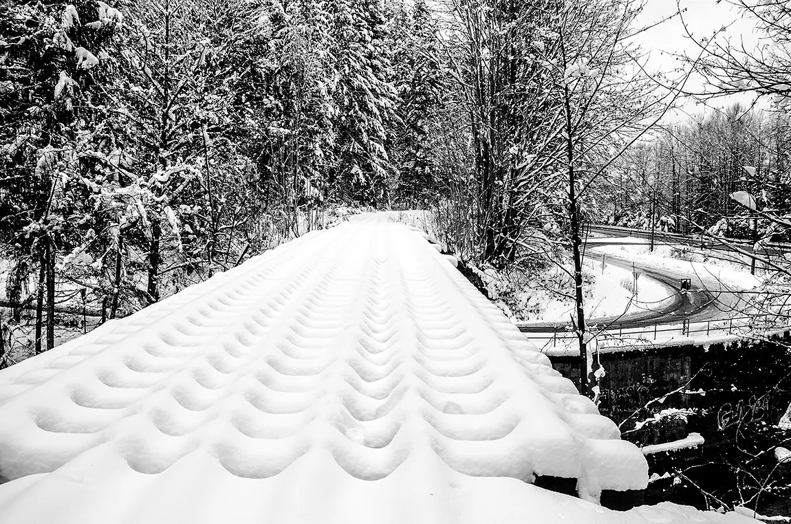 Snowdrifts Into Stillness, Haslam Creek, Vancouver Island, British Columbia, Canada copy