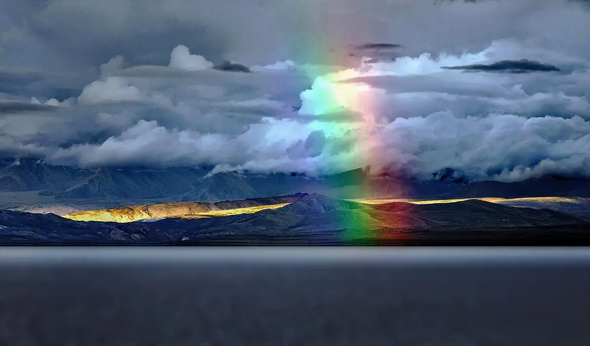 Sun Goes Down Behind The Mountains, Lake Manasarovar, Tibet