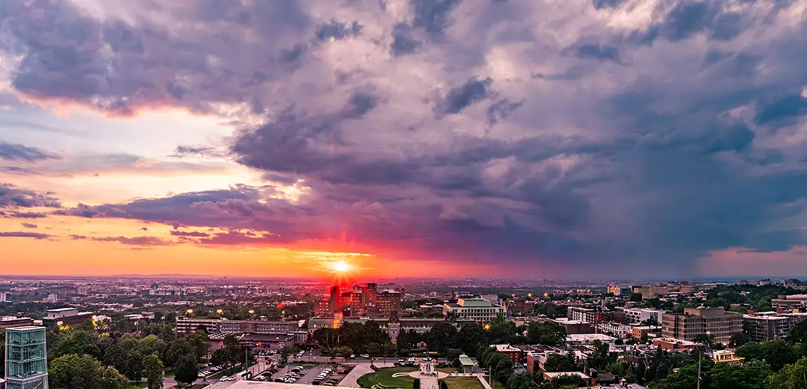 Sunset Over The City, Mont Royal, Montreal, Quebec, Canada