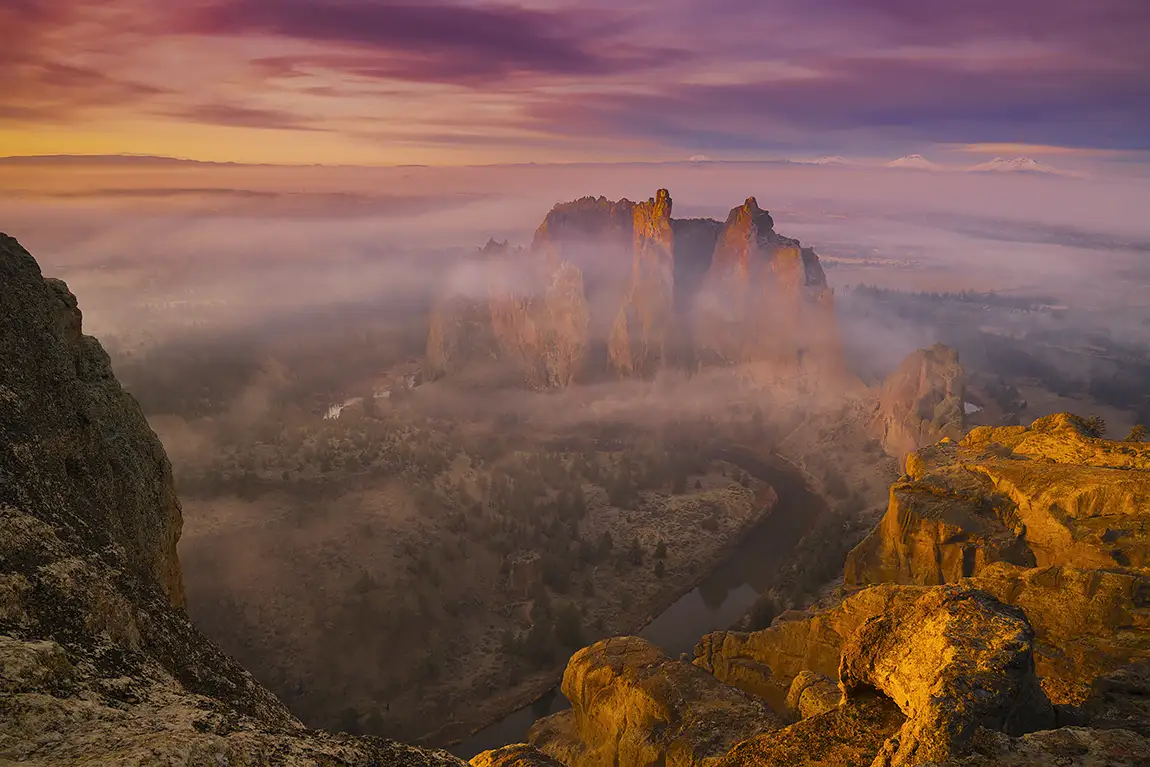 Towers In The Fog, Smith Rock State Park, Terrebonne, Oregon, USA