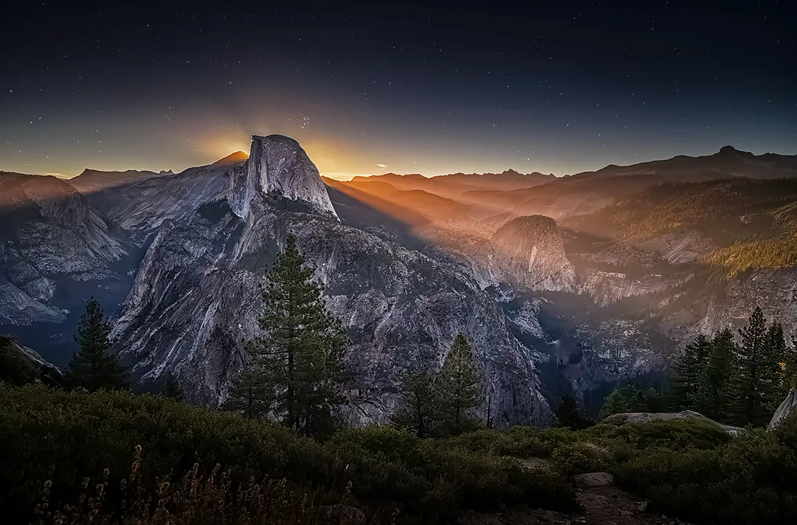 Half Dome Moonrise, Glacier Point, Yosemite National Park, California, USA