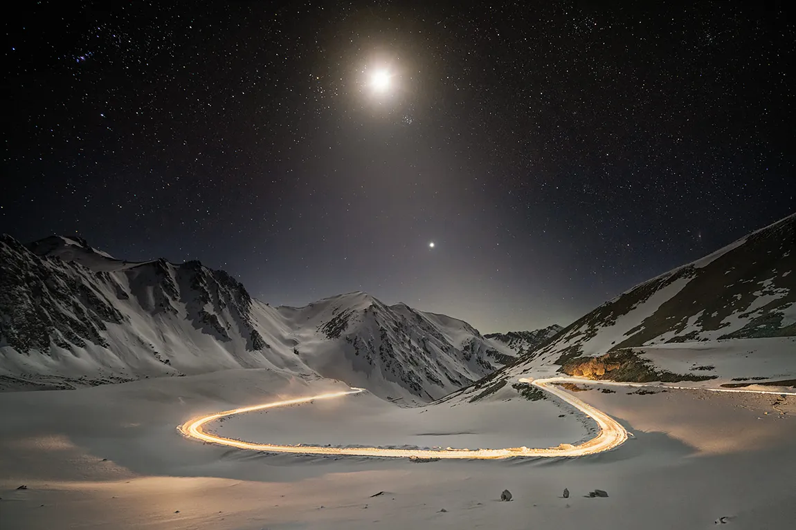 Moonlight Night, Chon Ashuu Pass, Issyk Kul Region, Kyrgyzstan copy