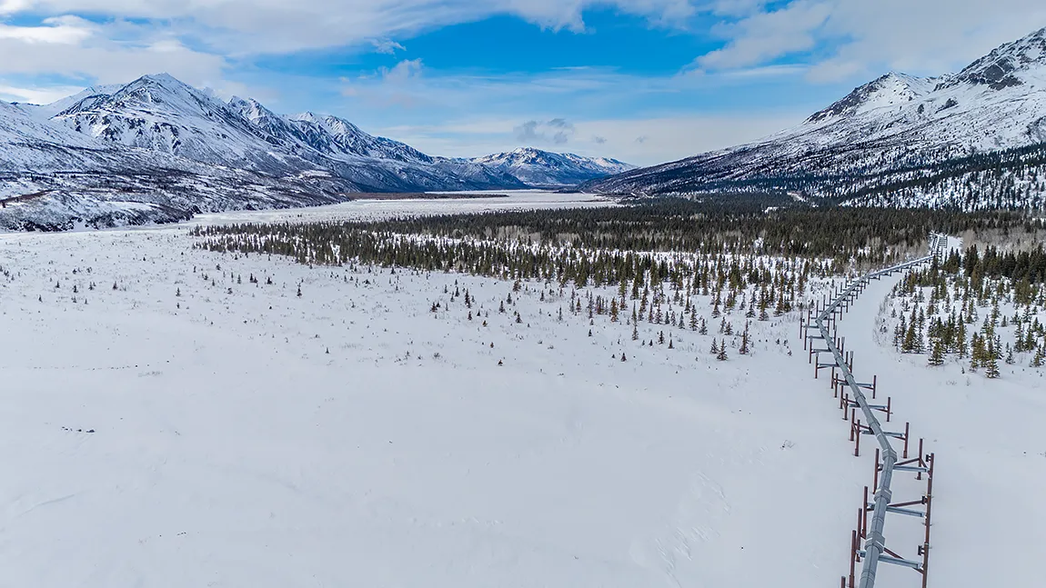 Trans Alaska Pipeline, Castner Ice Cave, Alaska, USA