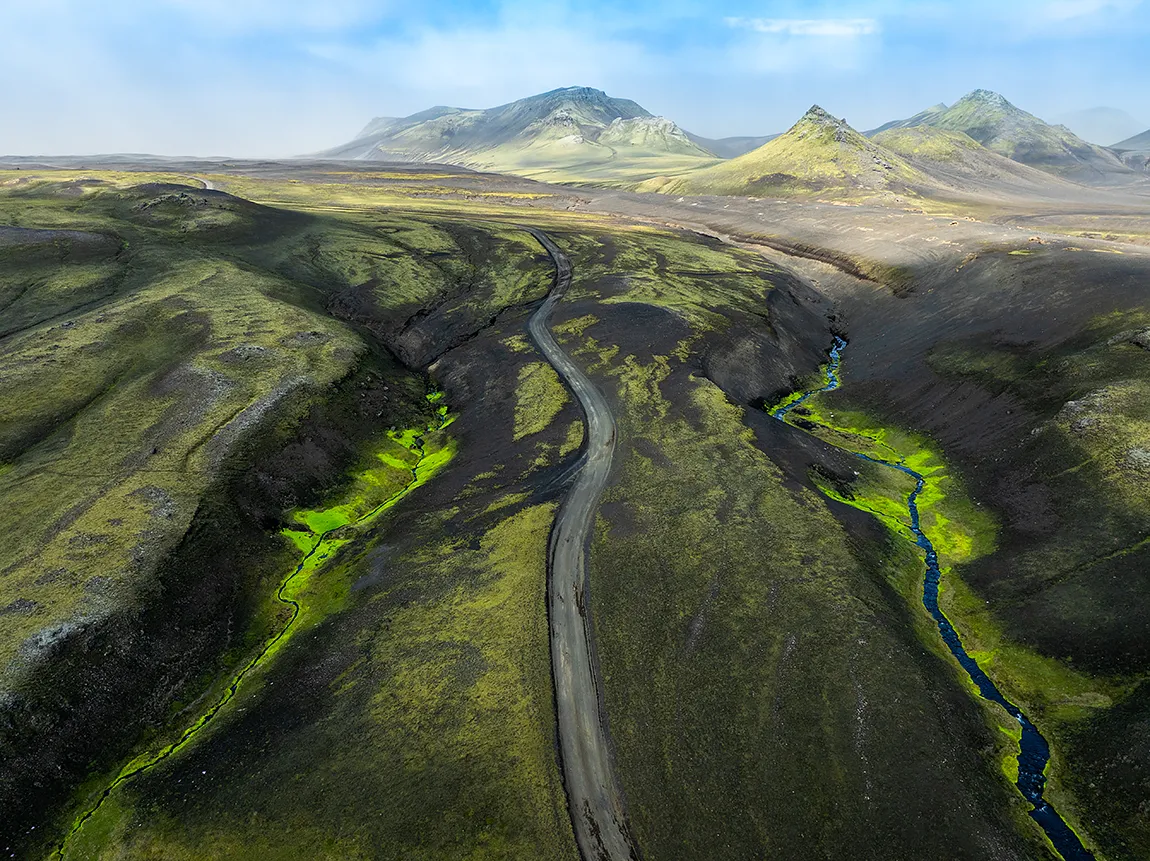Green Leads The Way, The Highlands Of Southern Iceland