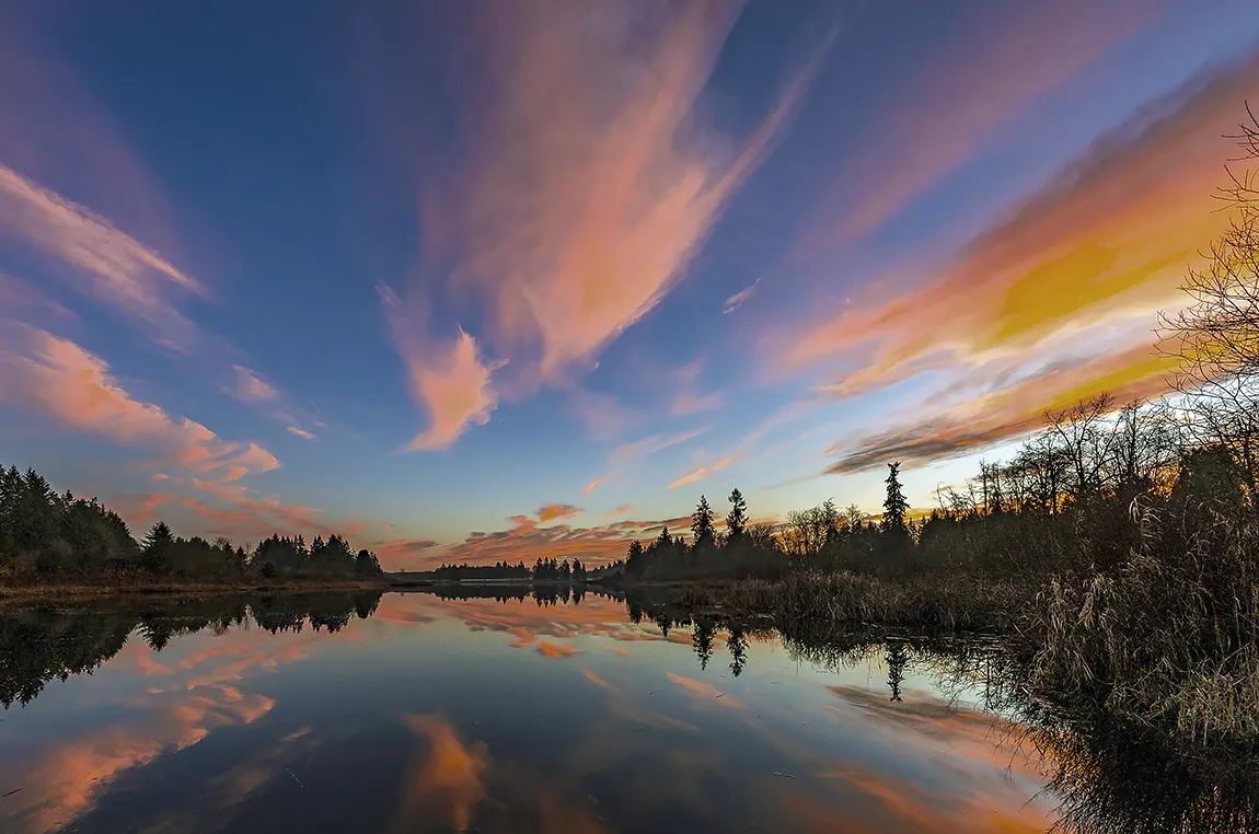 Sunset Cloud Reflection, Chambers Lake, Olympia, WA, USA