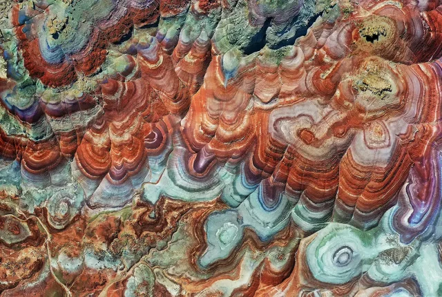 Aerial View Of Bentonite Hills, Hanksville, Utah, USA