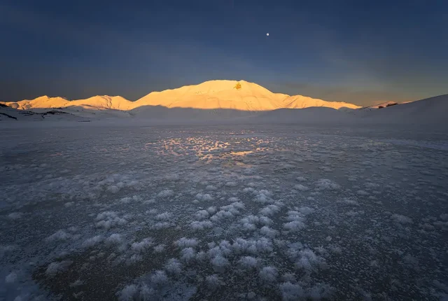 An unexpected snowfall, castelluccio di norcia, umbria, italy