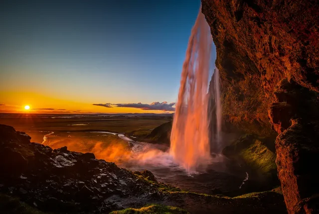 Behind the curtain of light, seljalandsfoss, iceland