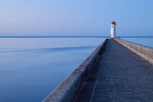 Blue Hour At Raoulic Lighthouse, Audierne, Finistere, france copy