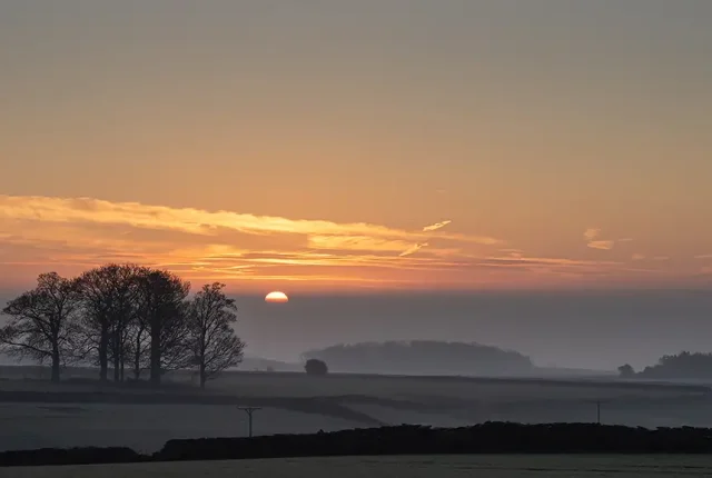 Dawn Near Scarborough, Vale of Pickering, Snainton, North Yorkshire, England