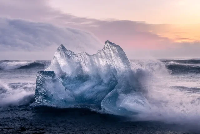 Diamond Beach On A Very Windy Day, Iceland