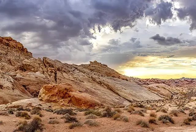 Distant Storm, Valley of Fire State Park, Nevada, USA