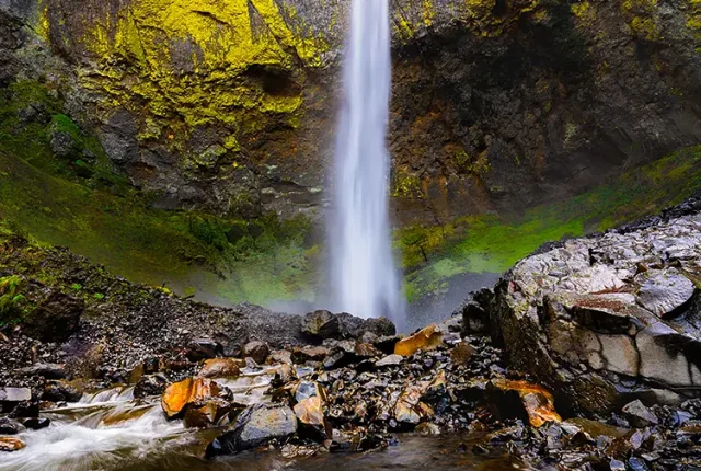 Elowah falls and mccord creek, columbia river gorge, oregon, usa