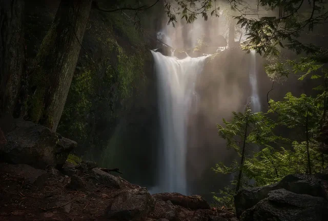 Falls creek falls light, skamania county, carson, wa, usa