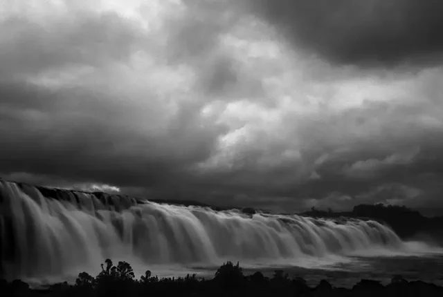 Faxafoss falls in the mist, reykholt, iceland