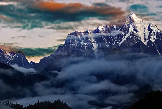 First Light Over Mt Langbo Kangri, Tibet Nepal Border