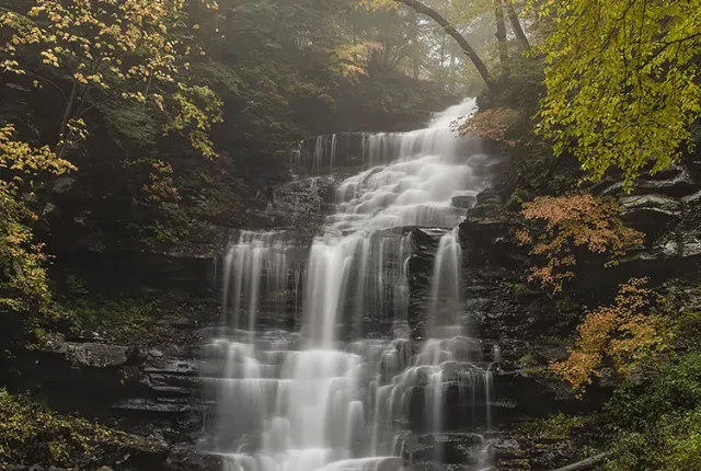 Ganoga falls in autumn, ricketts glen state park, pennsylvania, usa