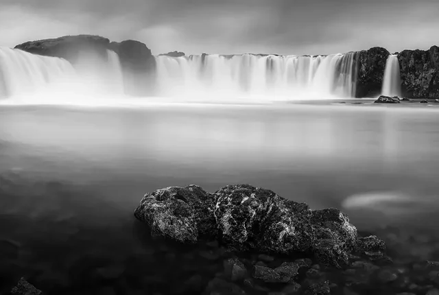 Godafoss mourns under grey skies, fossholl, nordurland, iceland