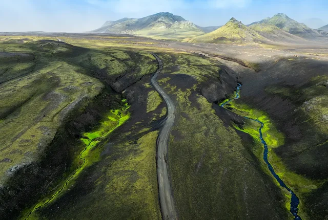 Green Leads The Way, The Highlands Of Southern Iceland