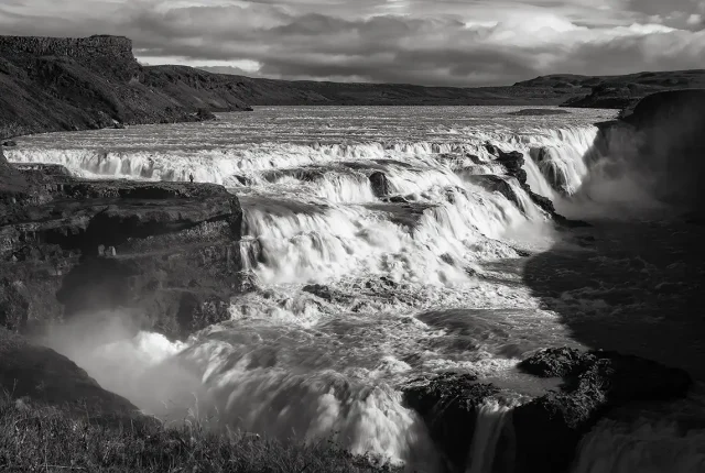 Gullfoss in monochrome shades, iceland