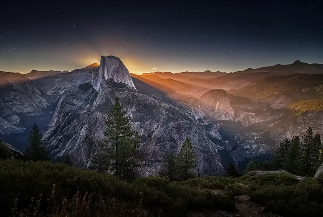 Half Dome Moonrise, Glacier Point, Yosemite National Park, California, USA
