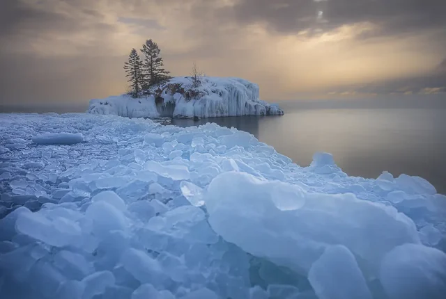 Hollow Rock Under Ice, Minnesota, USA