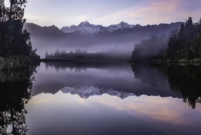 Iconic lake matheson, fox glacier, west coast, new zealand
