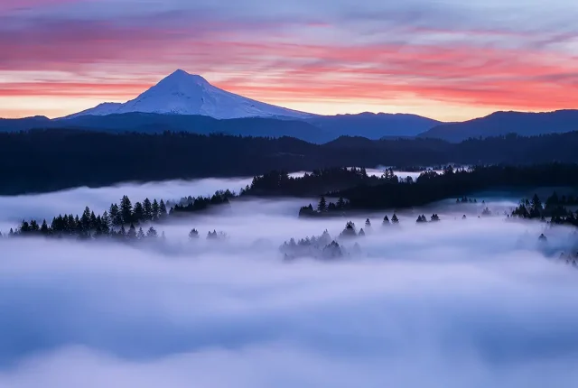 Jonsrud viewpoint winter sunrise, sandy, clackamas county, oregon, usa