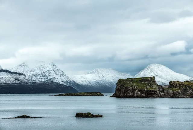 Looking towards cuillin hills from tokavaig, isle of skye, scotland